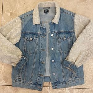 Urban Outfitters Jean jacket with white sleeves